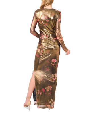 Nic Floral Foiled Mesh Maxi Dress