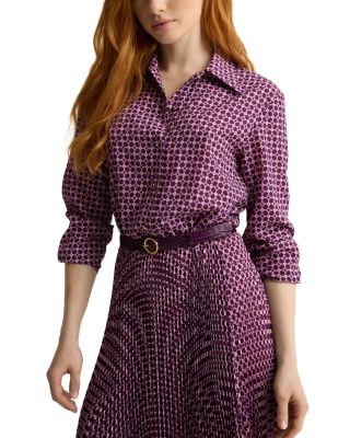 Printed Long Sleeve Shirt Dress