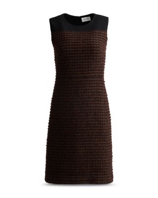 Crepe Cady Bordered Tweed Dress