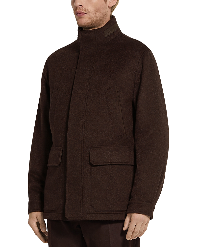Zegna Oasi Cashmere Elements Car Coat In Brown