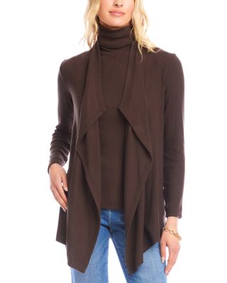 Ribbed Drape Front Cardigan