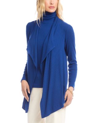 Ribbed Drape Front Cardigan