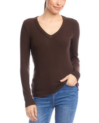 Ribbed V Neck Top