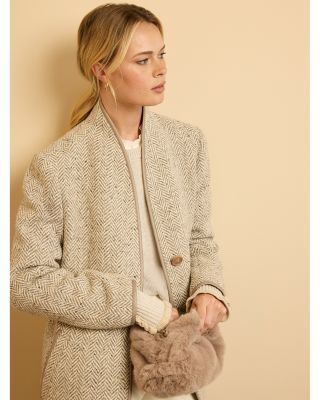 Herringbone Wool Blend Coat
