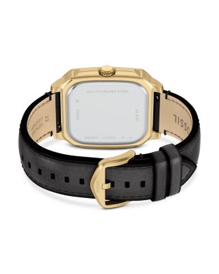 Crosby Three-Hand Black Leather Watch, 42mm x 30mm