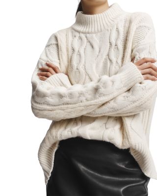 Greyson Wool Blend Mock Neck Cable Knit Sweater