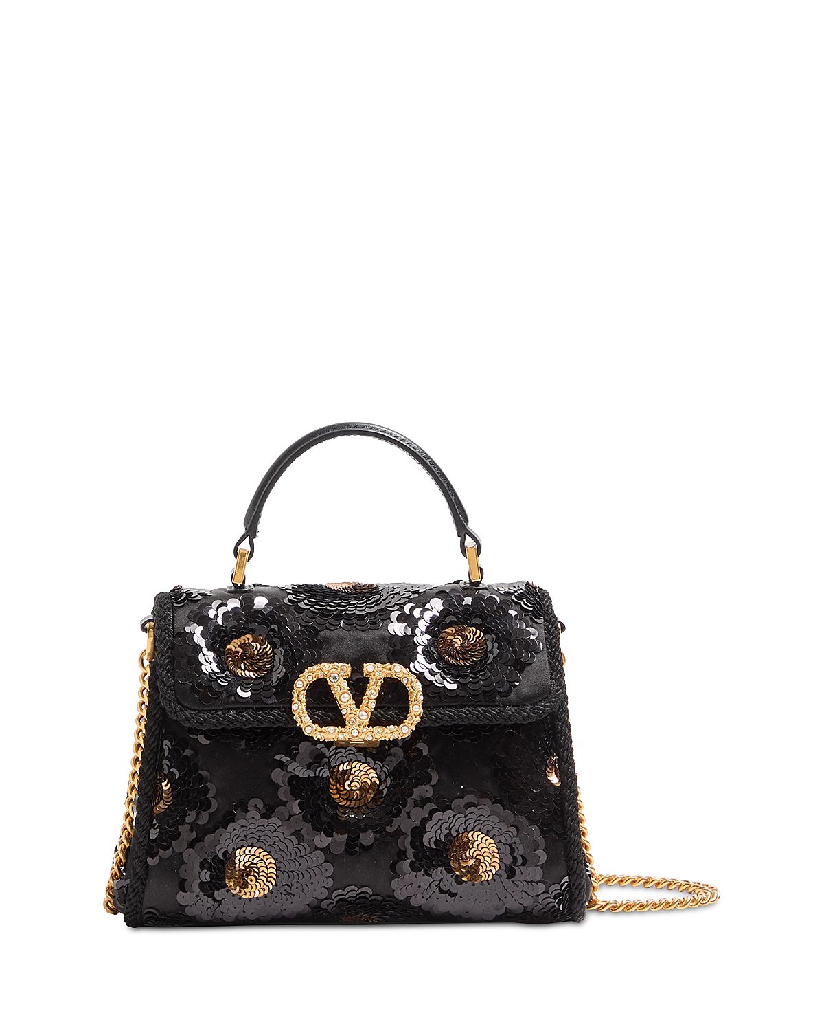 Valentino Garavani Vsling Mini Sequin VLogo Convertible Top Handle Bag