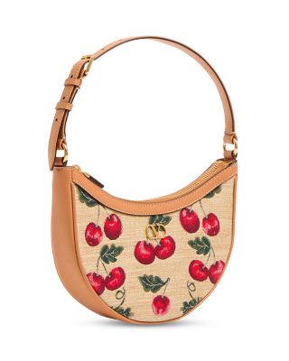 Vlogo Signature Mini Cherryfic Raffia Hobo Shoulder Bag