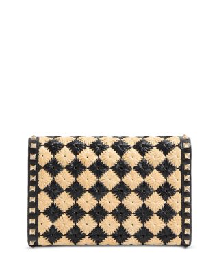 Rockstud Raffia-Effect Shoulder Bag