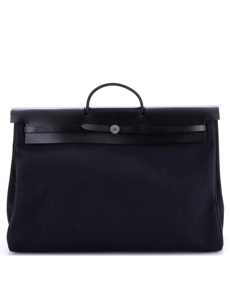 Click to view more detailed imagery on our partner's website Pre-owned Pre-owned Hermes Hermes 50 Herbag Zip Leather And Toile In Black