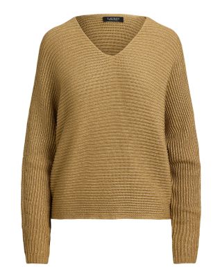 Metallic Rib Knit Dolman Sleeve Sweater