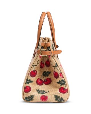 Antibes Small Cherryfic VLogo Raffia Shopping Tote Bag