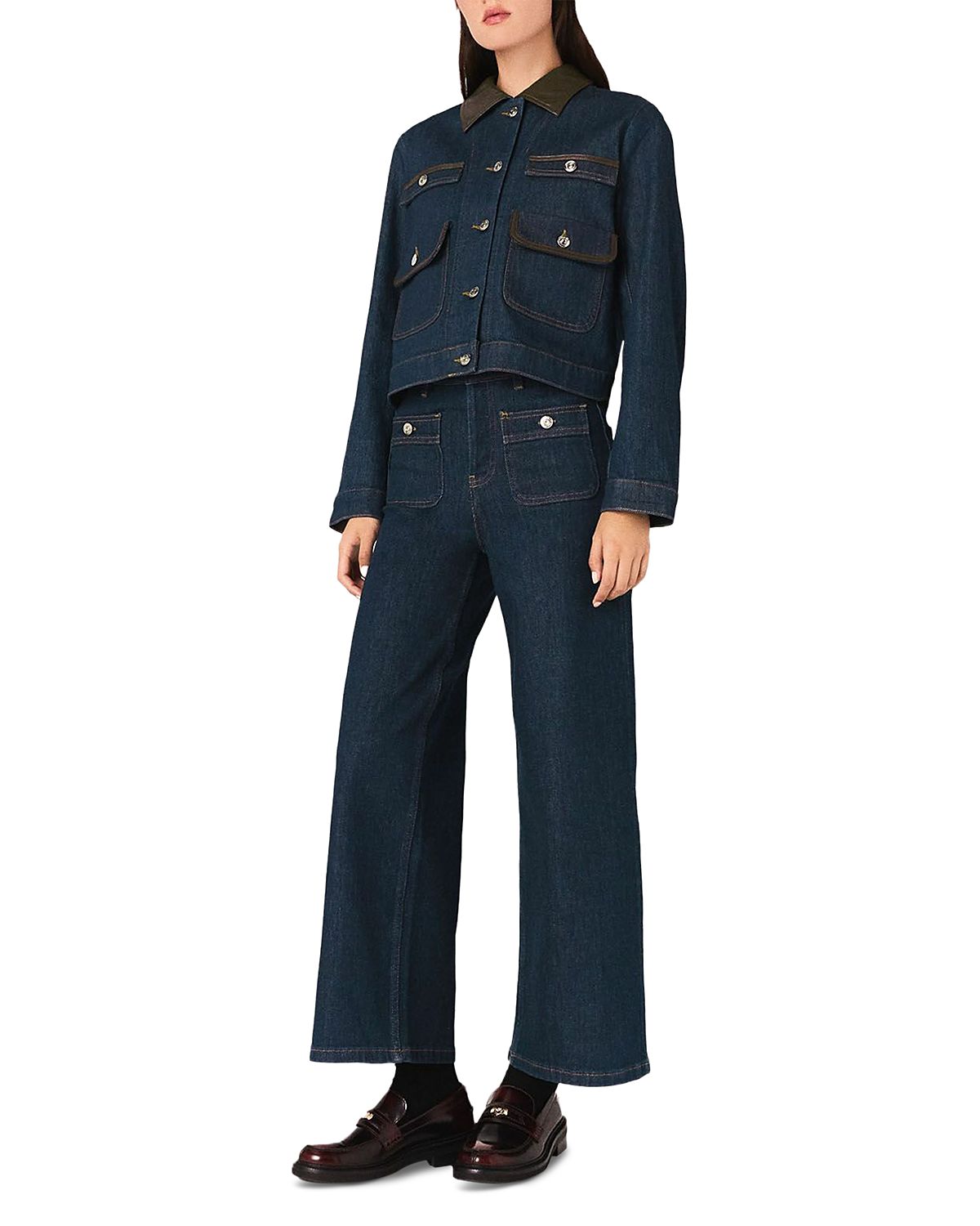 Maje High Rise Wide Leg Jeans