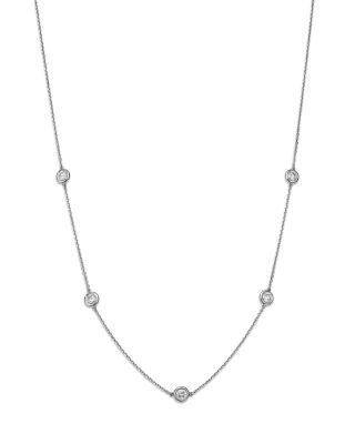Diamond Bezel Station Necklace in 14K Gold, 1.0 tcw
