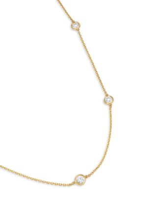 Diamond Bezel Station Necklace in 14K Gold, 0.75 tcw