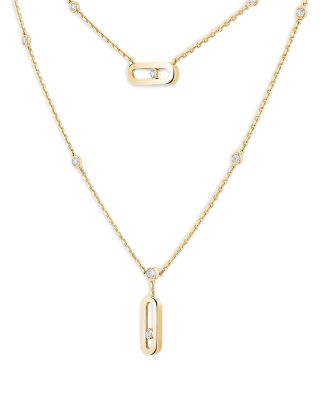 Messika - 18K Gold Move Uno Diamond Oval Layered Necklace, 17.71"