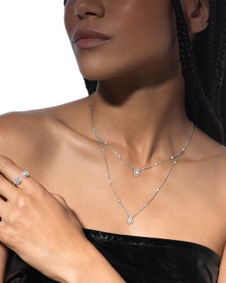 18K White Gold My Twin Diamond Pear & Emerald Cut Toi & Mois Halo Cuff Ring