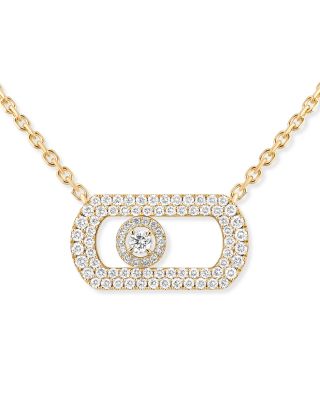 18K Gold So Move Diamond Oval Pendant Necklace, 17.71"