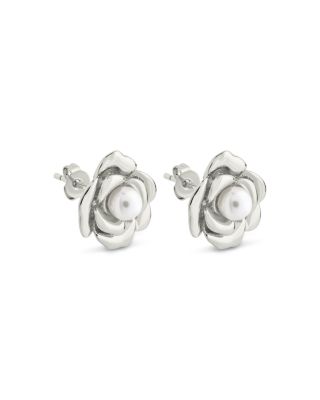 Rosa Imitation Pearl Rose Stud Earrings