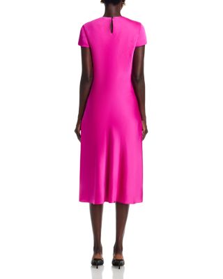 Luciana Short Sleeve Bias Silky Satin Slip Dress