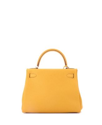  Kelly 28 Handbag Yellow Togo with Palladium Hardware