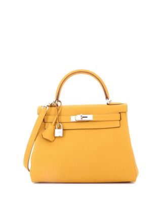  Kelly 28 Handbag Yellow Togo with Palladium Hardware