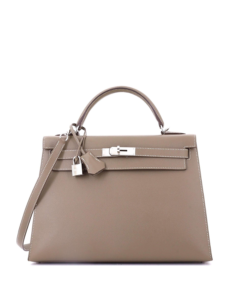 PRE-OWNED HERMES Pre-owned Hermes Kelly 32 Handbag Grey Epsom With Palladium Hardware In Brown