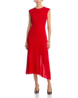 Asymmetrical Seamed High/Low Knit Dress