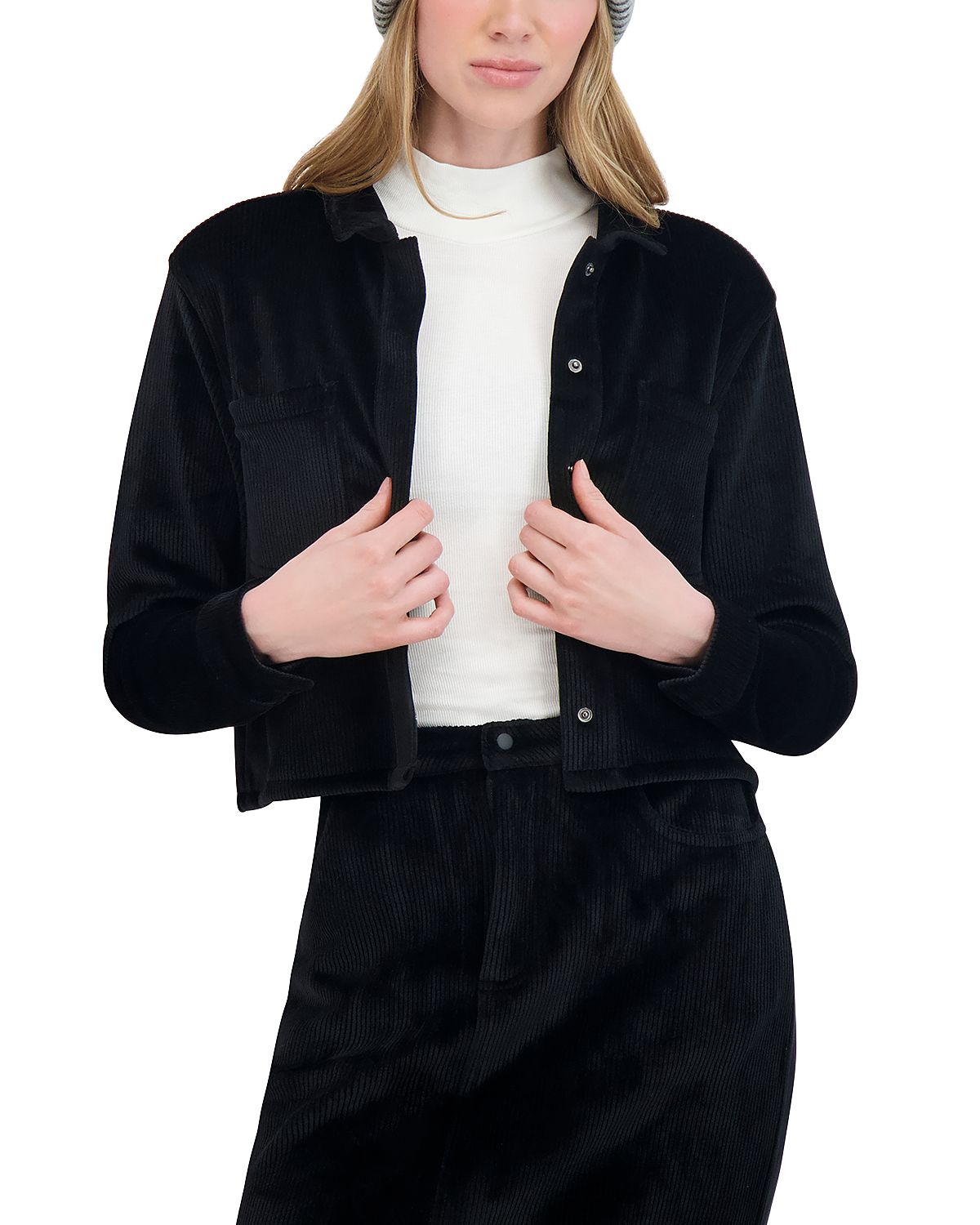 Point Rib Knit Velour Jacket