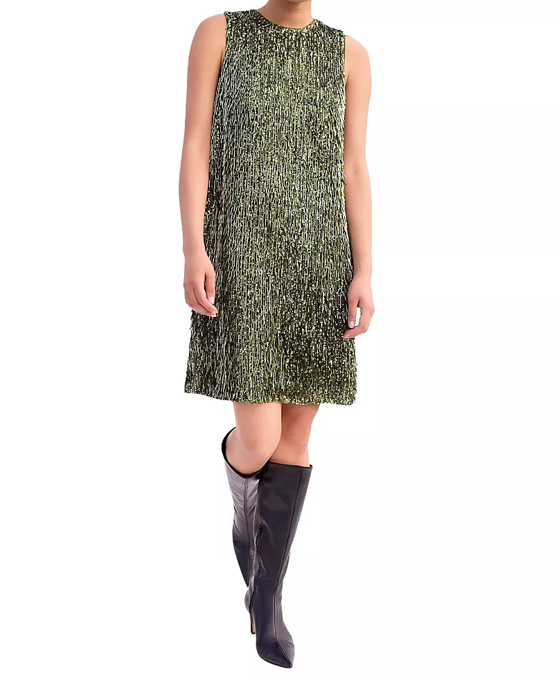 Ro & Zo Nina Green Drop Sequin Shift Dress