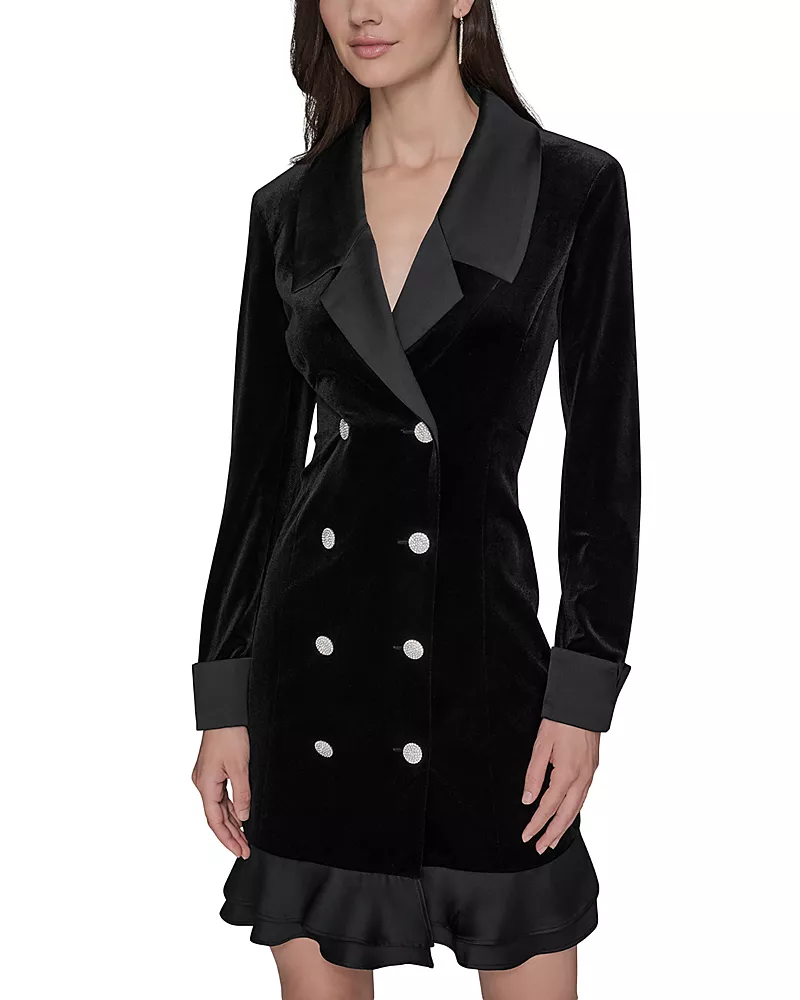 Karl Lagerfeld Paris Stretch Velvet Blazer Dress