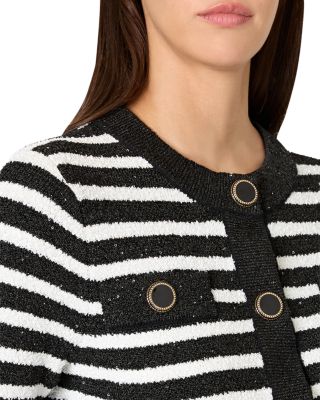 Sequined Crewneck Cardigan Sweater