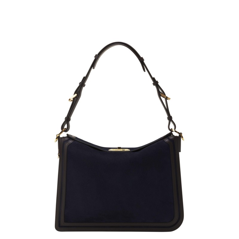 Lanvin Compagnon Asymmetrical Bag in Suede in Montana Suede (Warm Chestnut Tone).
