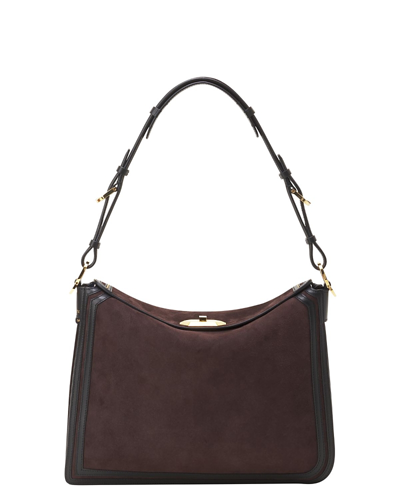 Lanvin Compagnon Asymmetrical Bag In Suede In Brown