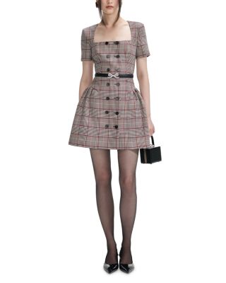 Check Short Sleeved Mini Dress