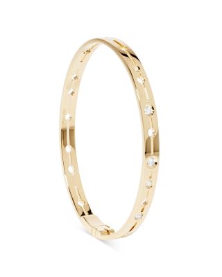 18K Yellow Gold Pulse Diamond Cutout Bangle Bracelet