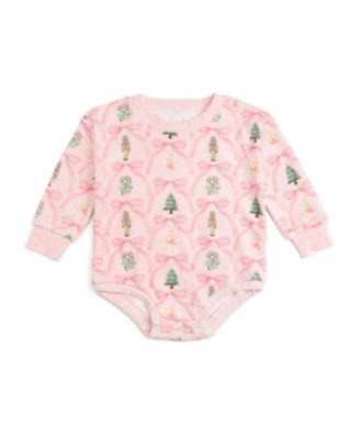 Girls' Nutcracker Trellis Christmas Long Sleeve Romper - Baby