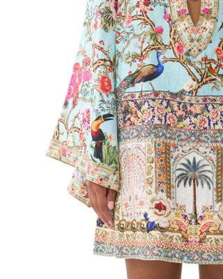 Deep V Neck Linen Swim Cover-Up Dress