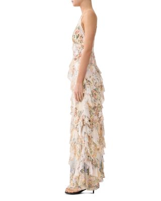 Silk Asymmetrical Ruffle Dress