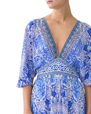 V Neck Silk Maxi Dress