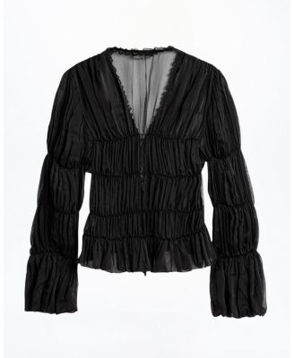  Ruched Sheer Blouse