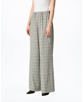  Plaid Wide-Leg Drawstring Pants