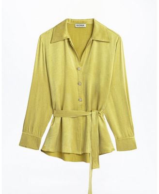  Belted Shirt with Statement Buttons