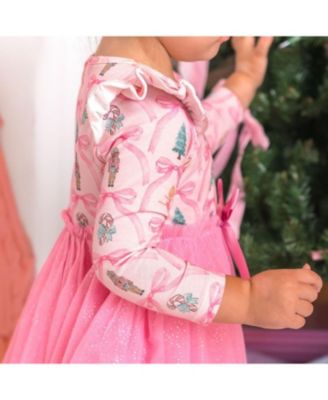  Girls&#39; Nutcracker Trellis Christmas Long Sleeve Tutu Dress - Little Kid