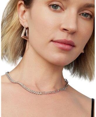  Sterling Silver Curb Clip Link Connector Clasp Necklace, 18"