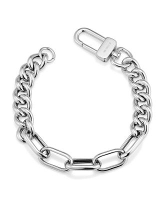 Sterling Silver Curb Clip Link Connector Clasp Bracelet
