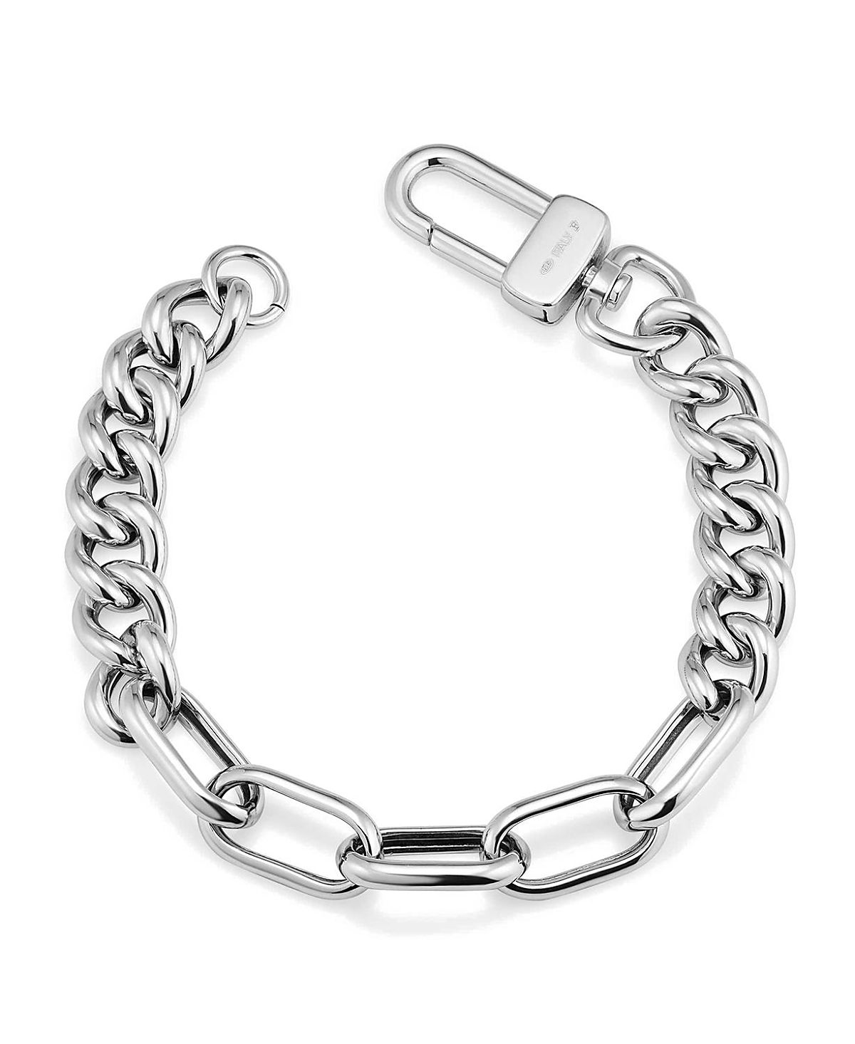 Oradina Sterling Silver Curb Clip Link Connector Clasp Bracelet