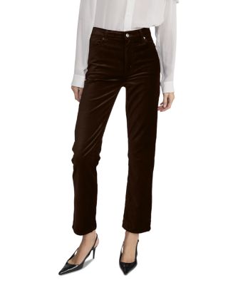 Le Sleek Straight High Rise Velvet Jeans in Dark Clove