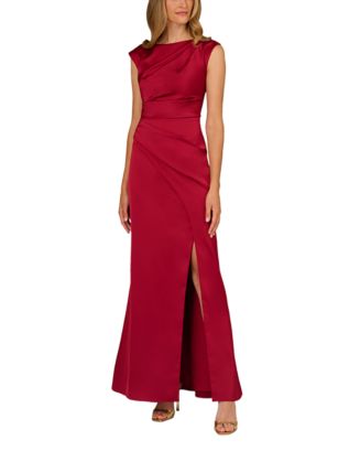 aidan by aidan mattox liquid satin & lace sheath dress Aidan Mattox Satin One Shoulder Ruched Sheath Dress