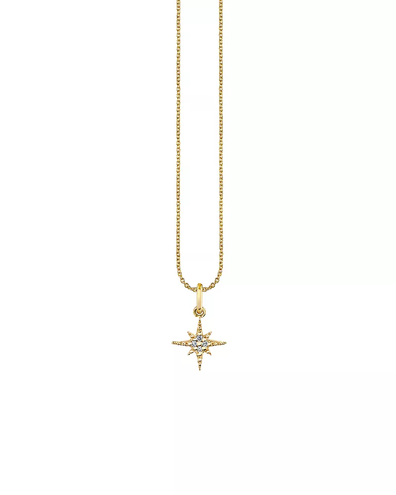 Sydney Evan 14K Yellow Gold Diamond Mini Pave Starburst Pendant Necklace, 18